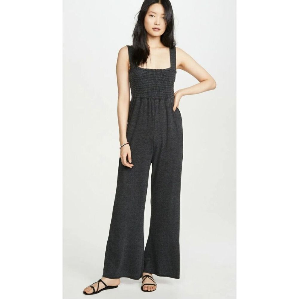 Chaser Jumpsuit BLUE Sleeveless Wide Strap Smocked Top Size Small